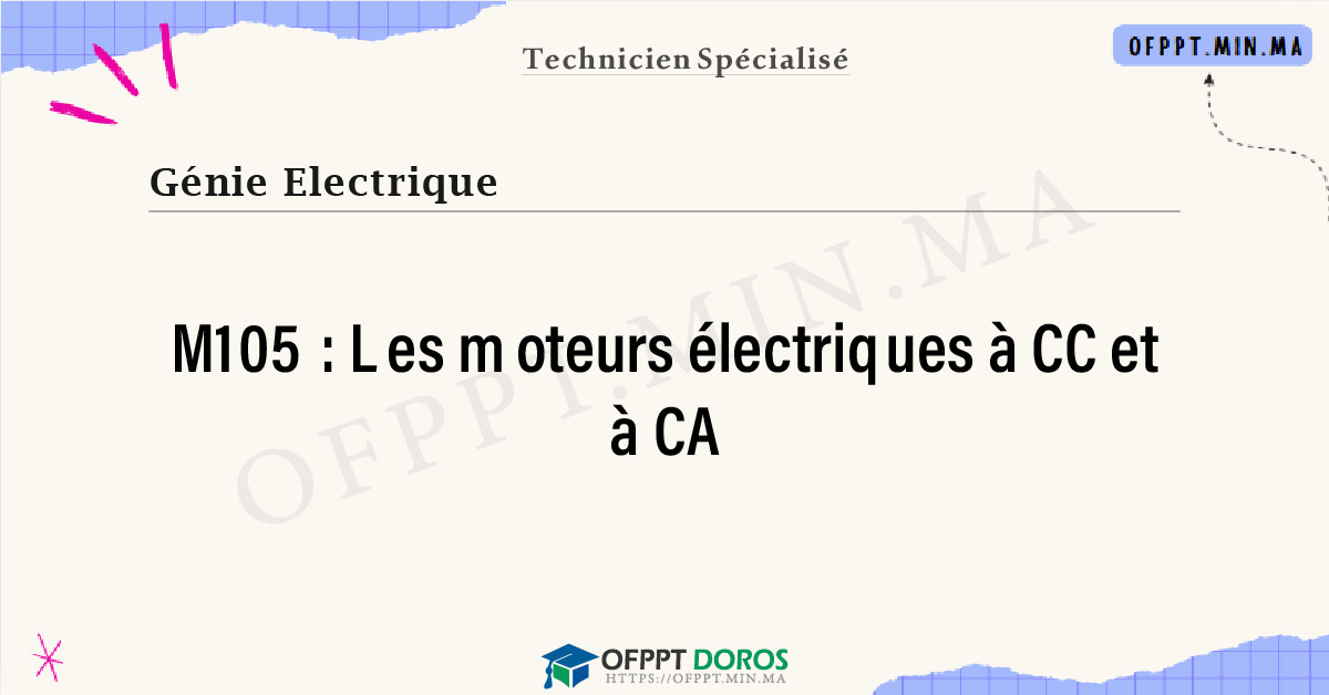 Sommaire détaillé du cours Les moteurs électriques à CC et à CA M105 OFPPT - Structure du module
