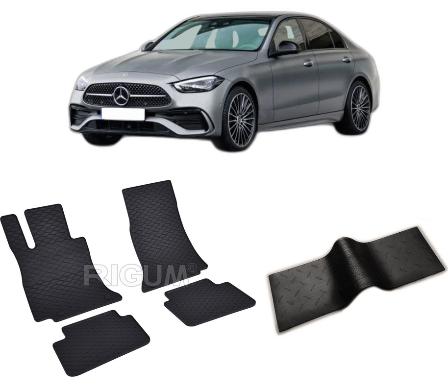 Set covorase auto MERCEDES C-CLASS W206 PHEV din 10.2021-PREZENT, cu covoras tunel median, CAROSERIE SEDAN, Presuri cauciuc 100%, compatibil cu autoturismul MERCEDES C-CLASS W206 PHEV, Rigum