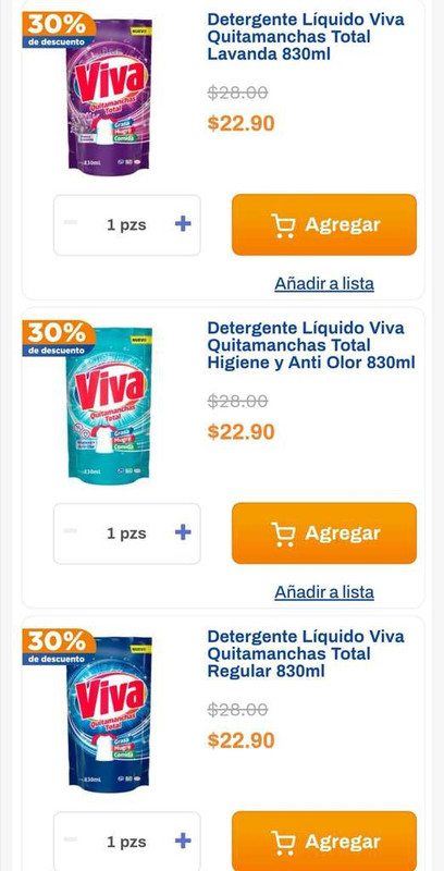 Chedraui: 30% de descuento en detergentes Viva de 830 ml 