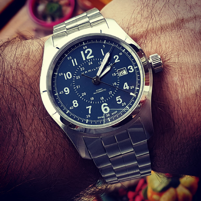 Hamilton Khaki Field Auto 42 mm 100M Blue Dial Bracelet #H70605143 (1)