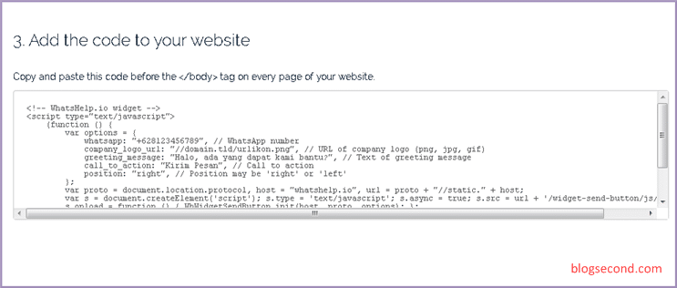 Mendapatkan Widget WhatsApp dari WhatsHelp