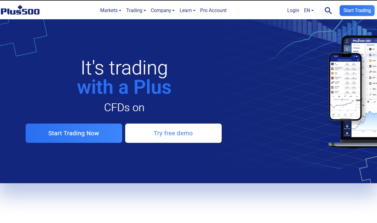 Plus500 CFD trading platform regulated broker.