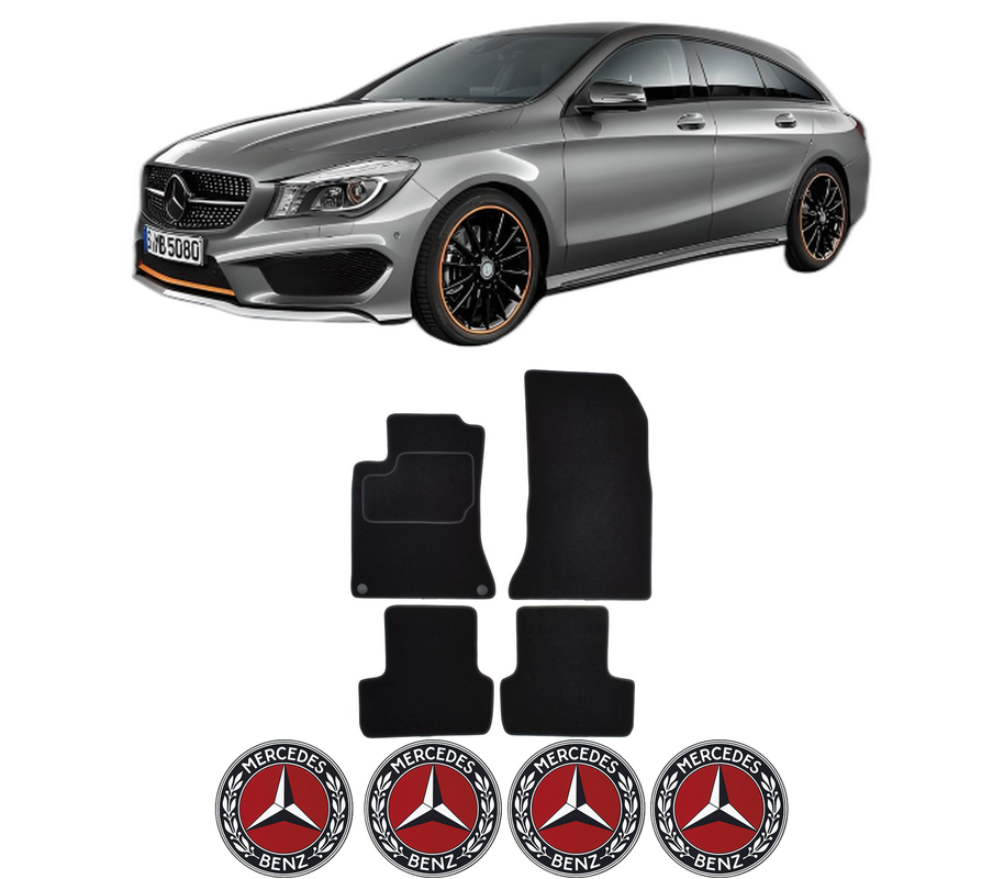 Set Covorase Presuri MERCEDES-BENZ CLA Shooting Brake (X117) din 2015-2019, Auto, Material Textil Mocheta, 4 Stickere auto cu MERCEDES-BENZ
