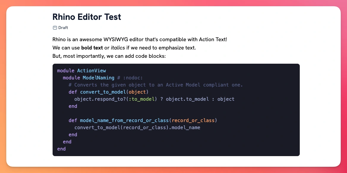 Syntax highlighting using the Rhino Editor