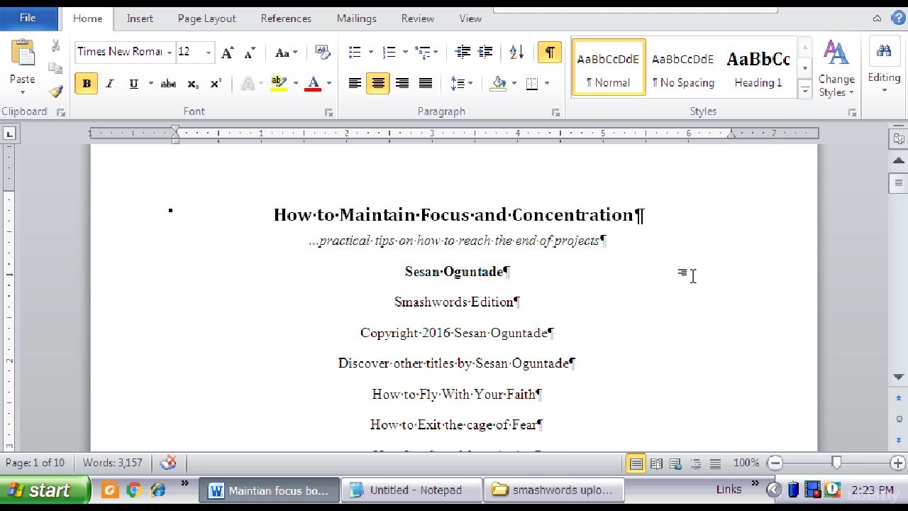 Formatting Your Books for Kindle And Smashwords Publishing