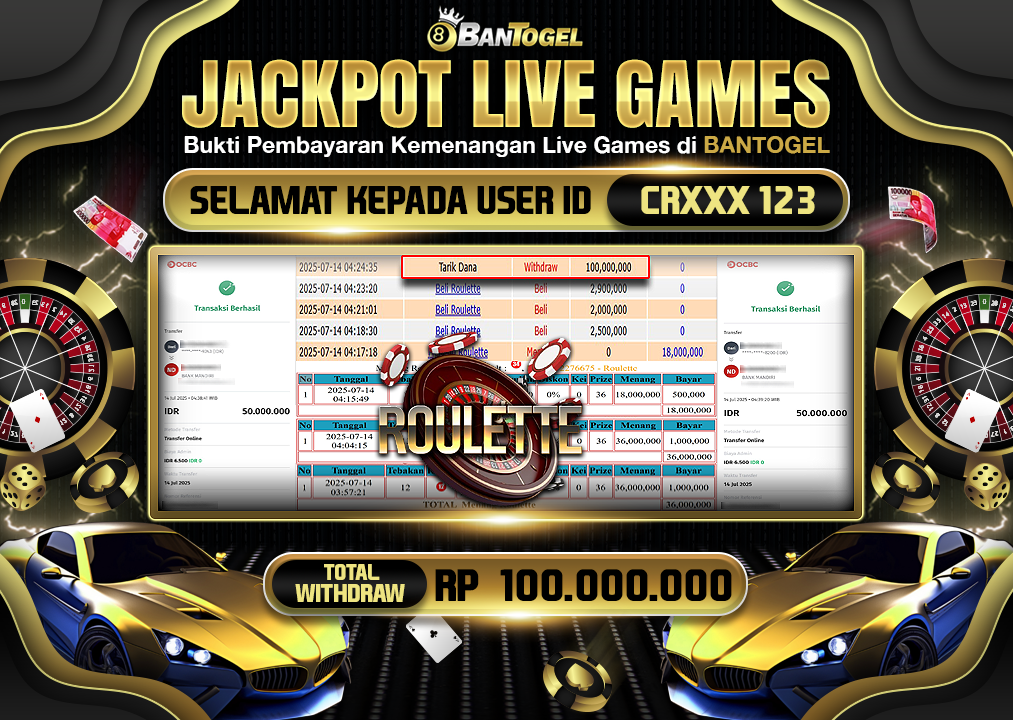 BUKTI JACKPOT LUNAS BANTOGEL