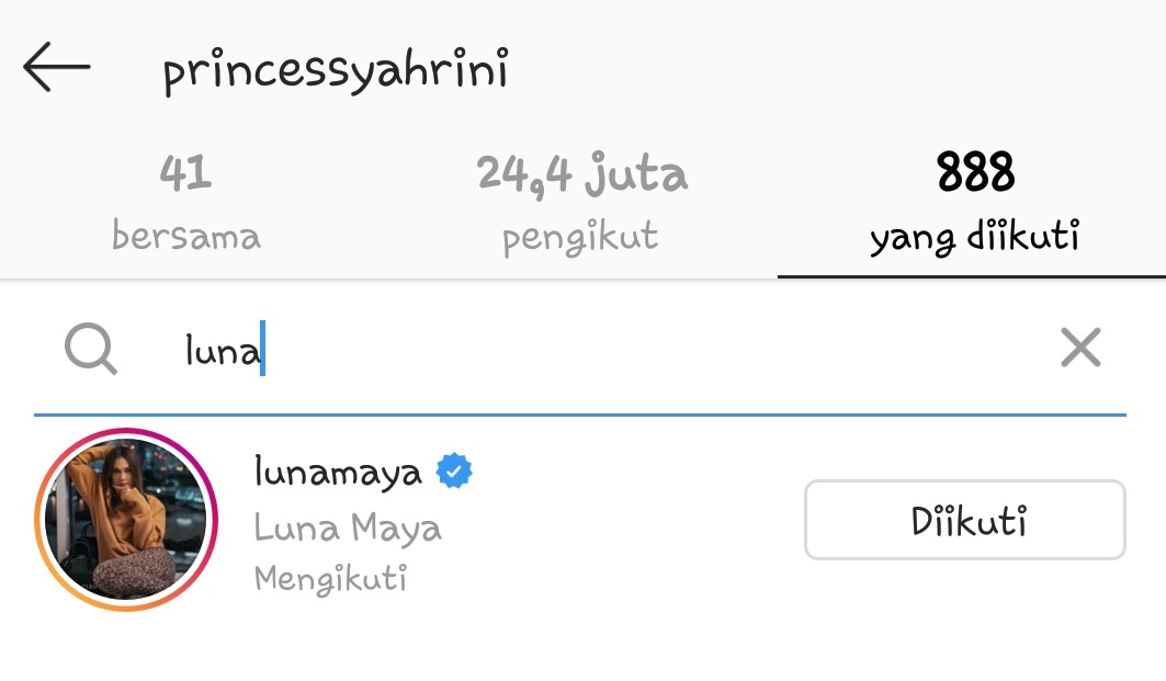 Luna Maya masih difollow Syahrini