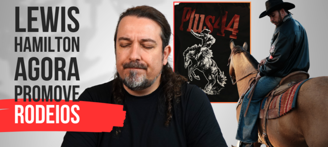 Vestido de caubói, o “vegano” Lewis Hamilton aparece em cima de um cavalo promovendo rodeios