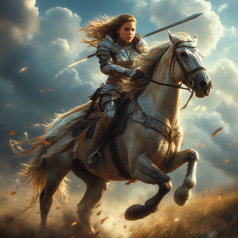 Armored-woman-charging-into-ba