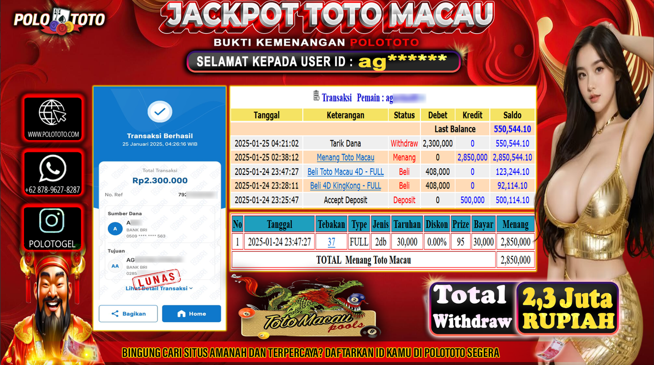 POLOTOTO JACKPOT TOGEL TOTO MACAU Rp2,300.000,- 