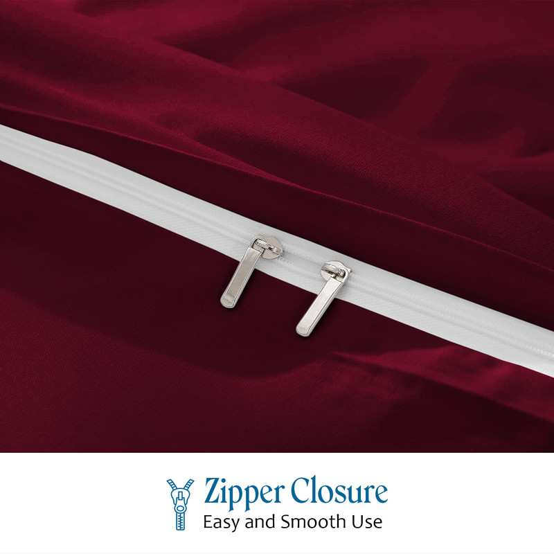 Picture of 1000 TC 100% Egyptian Cotton Duvet set Zipper Closur Ultra Soft Durable and Fade Resistant Color Burgundy Solid size Full