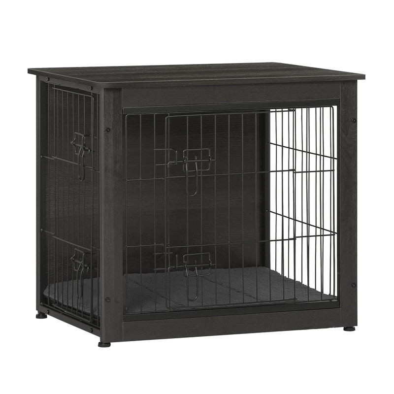 DWANTON Dog Crate Furniture with Cushion 27.2-Inch Dark Gray
