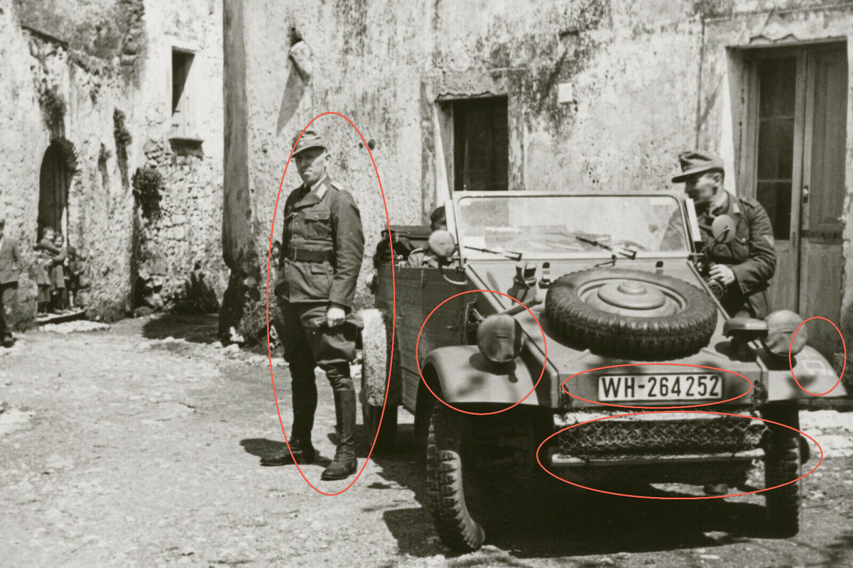 Orig. Foto VW 82 Kübelwagen 15.Panzer-Division Italien 1941 Italia camo