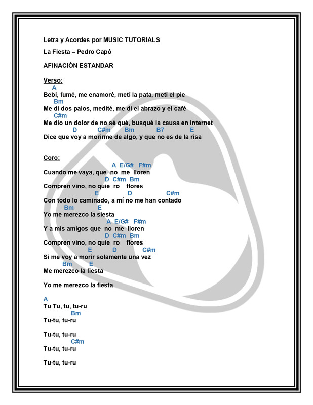 La Fiesta Pedro Capó Letra y Acordes by MUSICTUTORIALS_page-0001