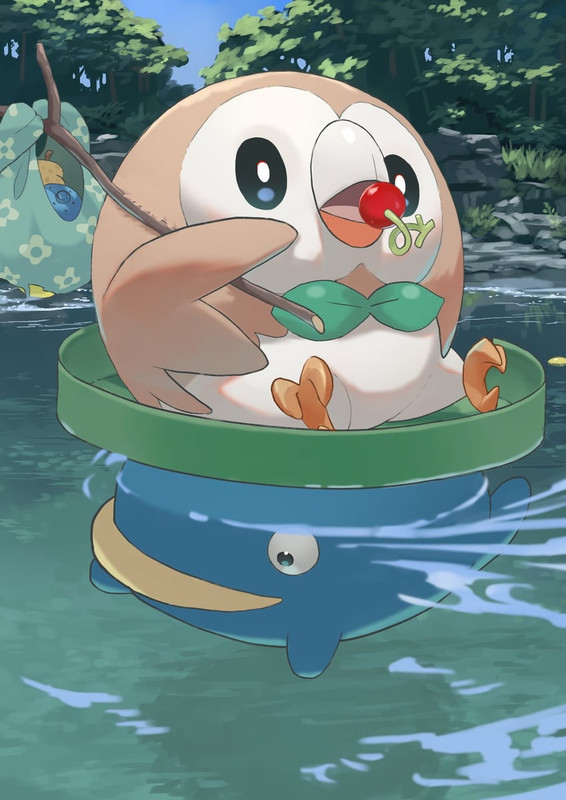 rowlet-and-lotad-pokemon-drawn-by-kanata