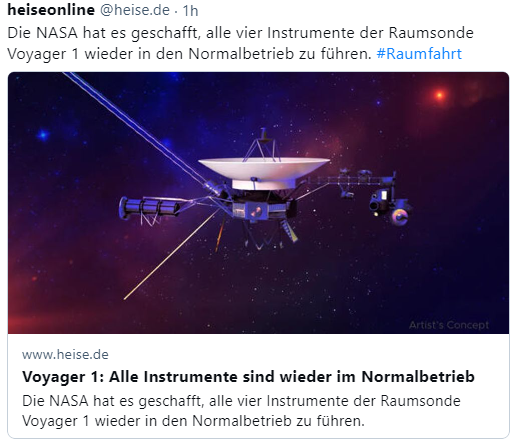 Voyager 1 arbeitet wieder