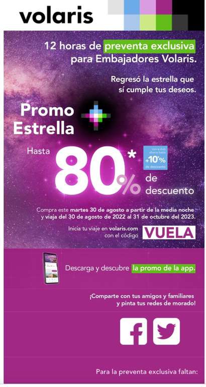 Viajes volaris al 80% de descuento 
