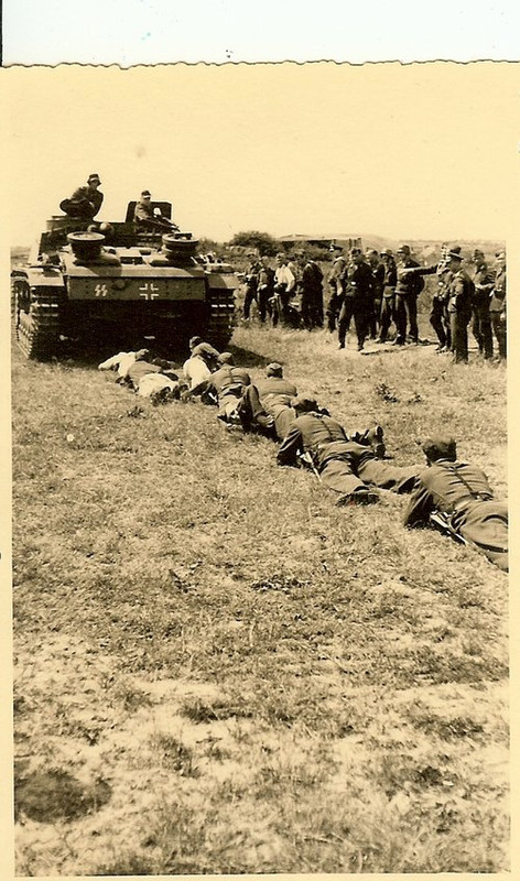 Very Rare Pic German Waffen SS Panzer Grenadier Training w- Sturmgeschütz Panzer Tank (Note SS Runes