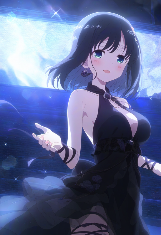 1girl, {{touyoko momoko (saki)}}, black hair, green eyes, leg warmers, leg ribbo s-119819202