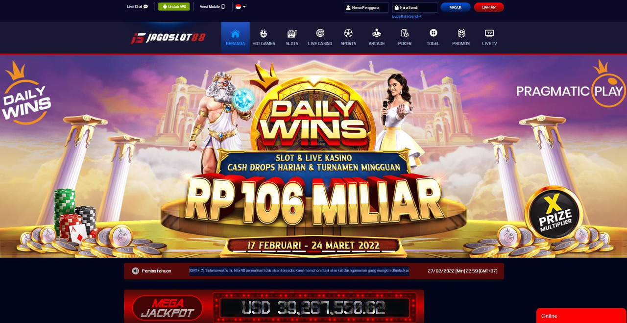 DAFTAR JUDI ONLINE JAGOSLOT88