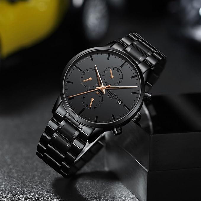NIBOSI Minimalist Business Chronograph Stainless Steel Watch – Sleek & Stylish