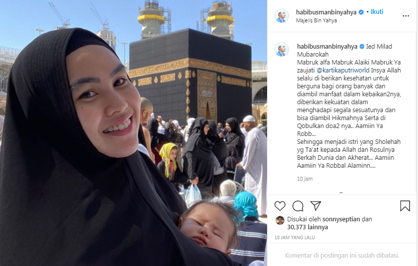 Unggahan Habib Usman di hari ulang tahun Kartika Putri