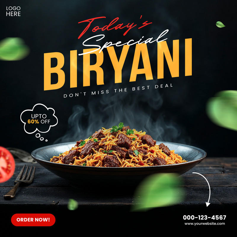 Biryani food social media banner post template