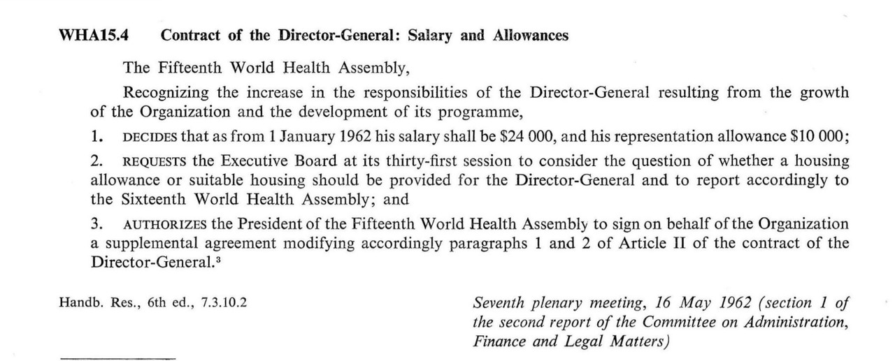 Contract of the Director General of WHO