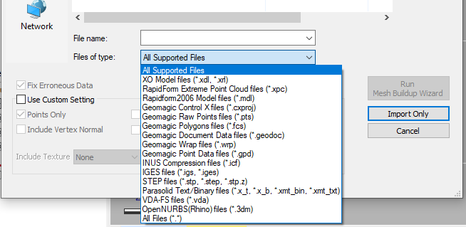 Geomagic Design X Import File Types