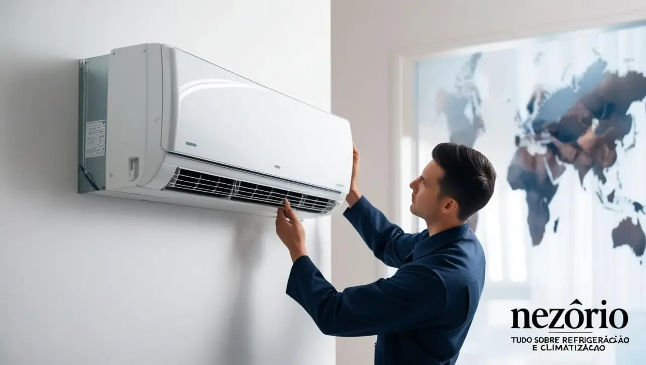 Técnico de ar-condicionado em ambiente internacional