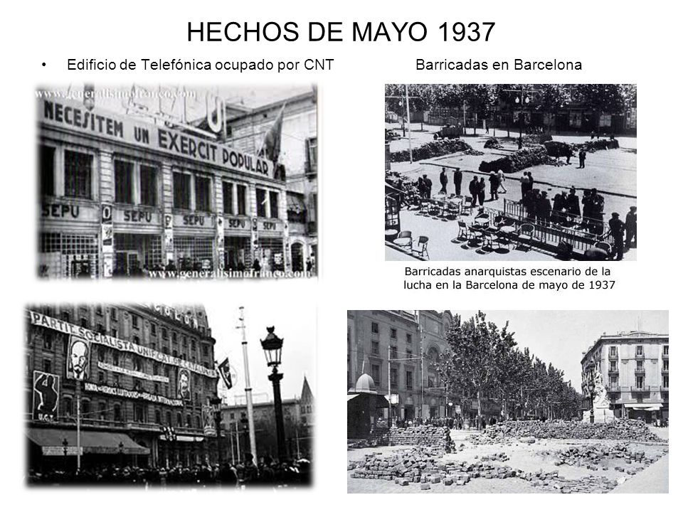 HECHOS DE MAYO 1937 Edificio de Telefónica ocupado por CNT Barri