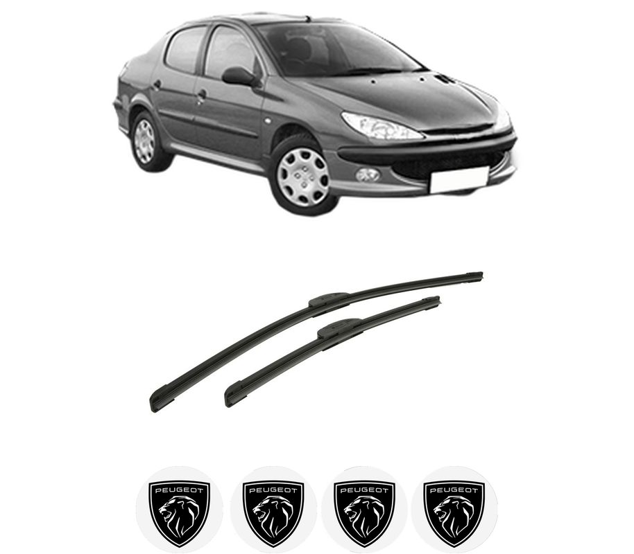 Set stergatoare auto PEUGEOT 206 Saloon din 2007-2008, pentru parbriz auto, 2 bucati, Bosch Aerotwin Retrofit, din cauciuc siliconat rezistent, 4 Stickere Auto PEUGEOT