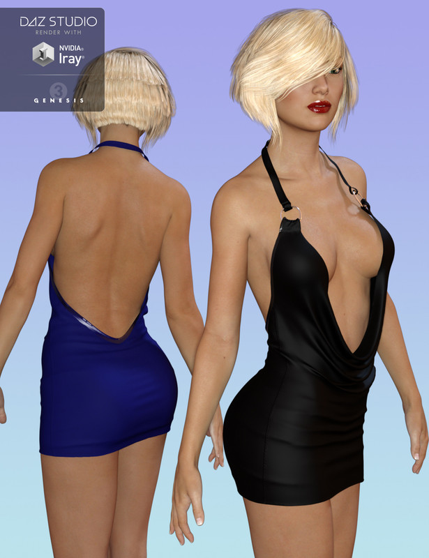 05 cowl neck mini dress for genesis 3 females daz3d