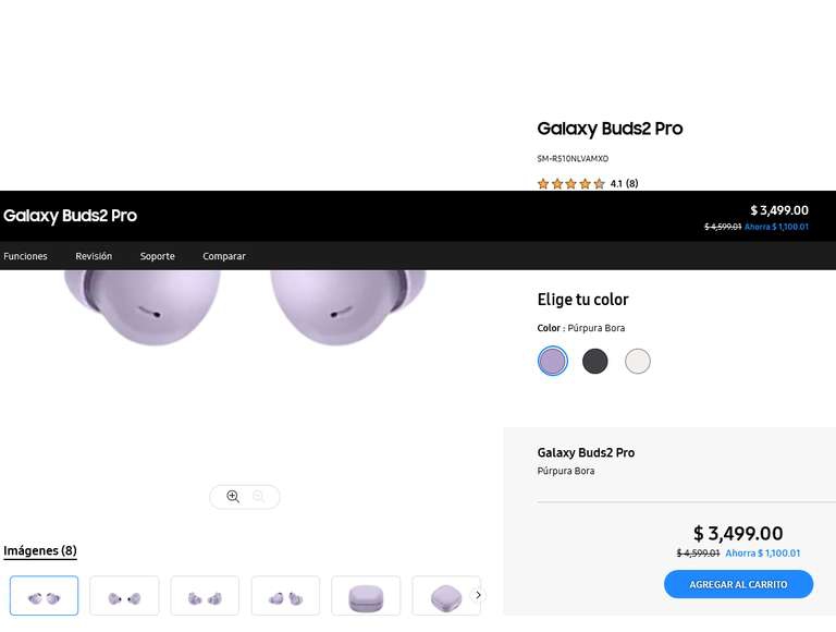 Samsung Store: Galaxy Buds 2 PRO $2624 mas MSI, si, los 2 PRO