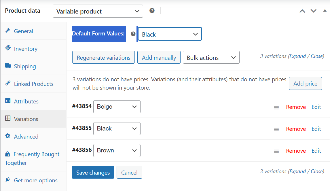 form values