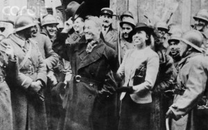 Maurice Chevalier and Josephine Baker with French Troops