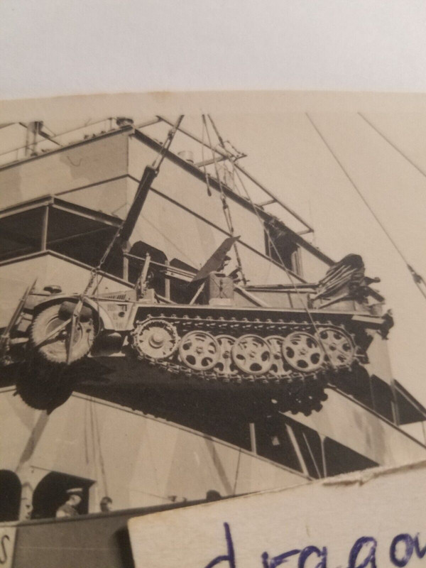 Foto Sudfront Technik Griechenland Patras Kriegsschiff Einschiffung Sd Kfz orig