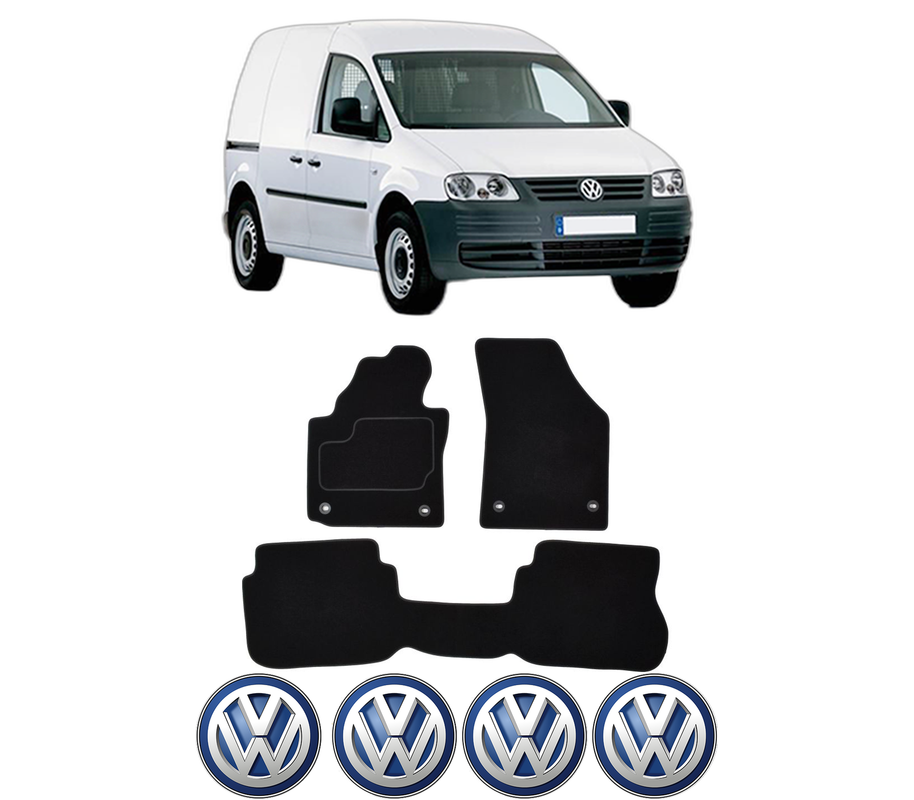 Set Covorase Presuri Volkswagen CADDY III MPV (2KB, 2KJ, 2CB, 2CJ) din 2004-2015, Auto, Material Textil Mocheta, 4 Stickere auto cu Volkswagen