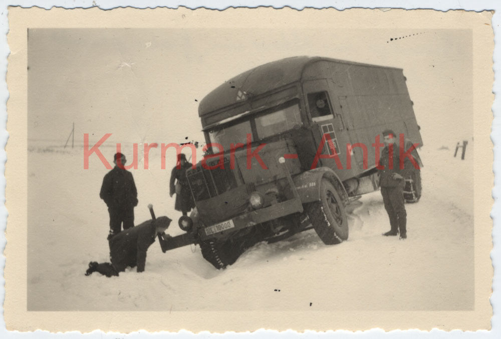 Foto Wehrmacht OKH Fernlast Thermo Kol. 886 LKW Büssing Koffer A