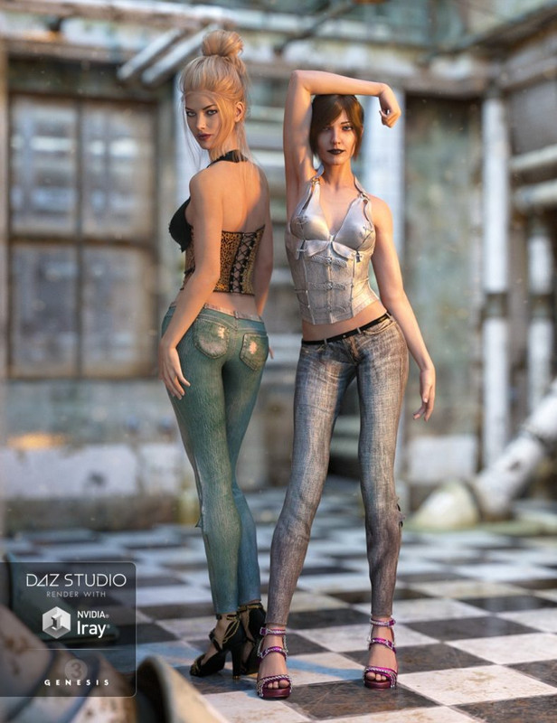 Skinny Jeans and Corset Outfit Textures