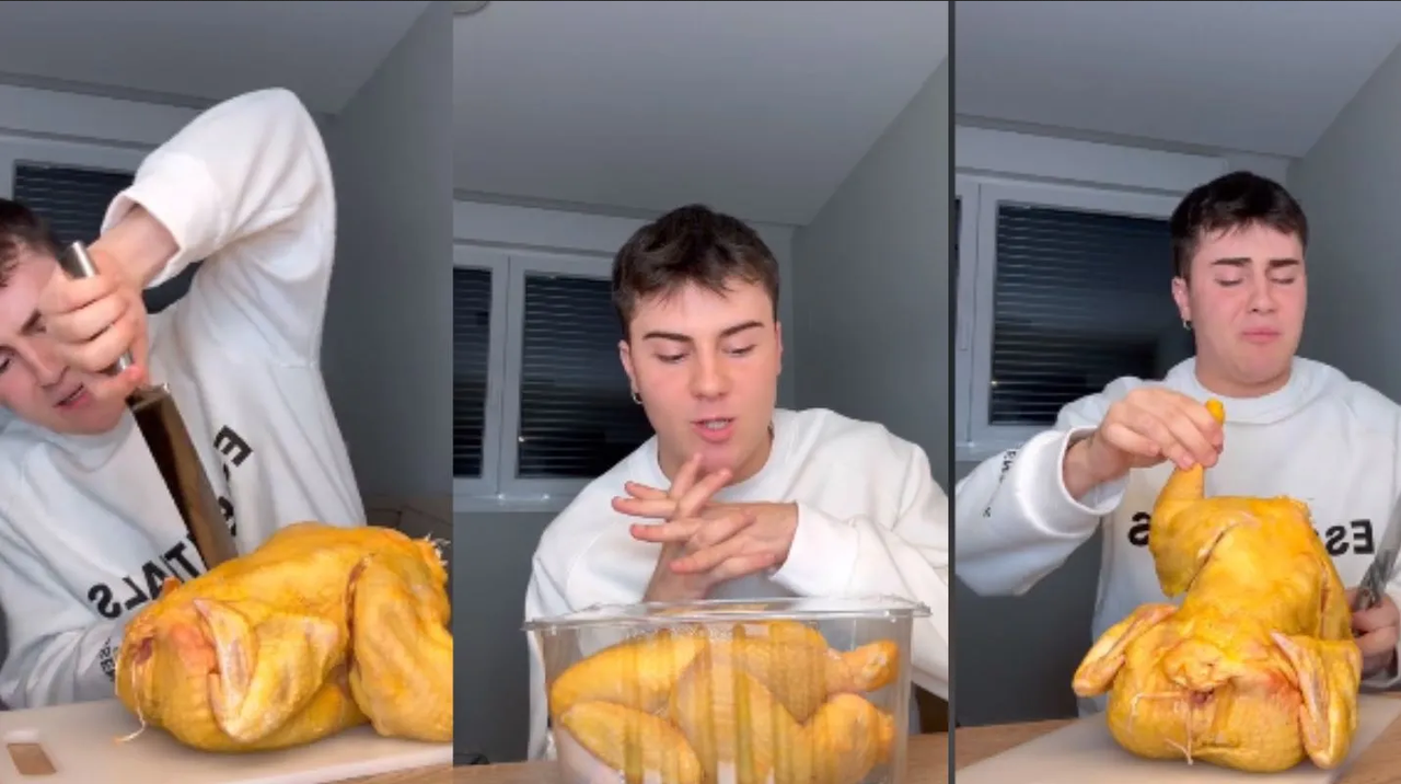 Joven se hace viral por no poder hacer pollo sin sentir náuseas