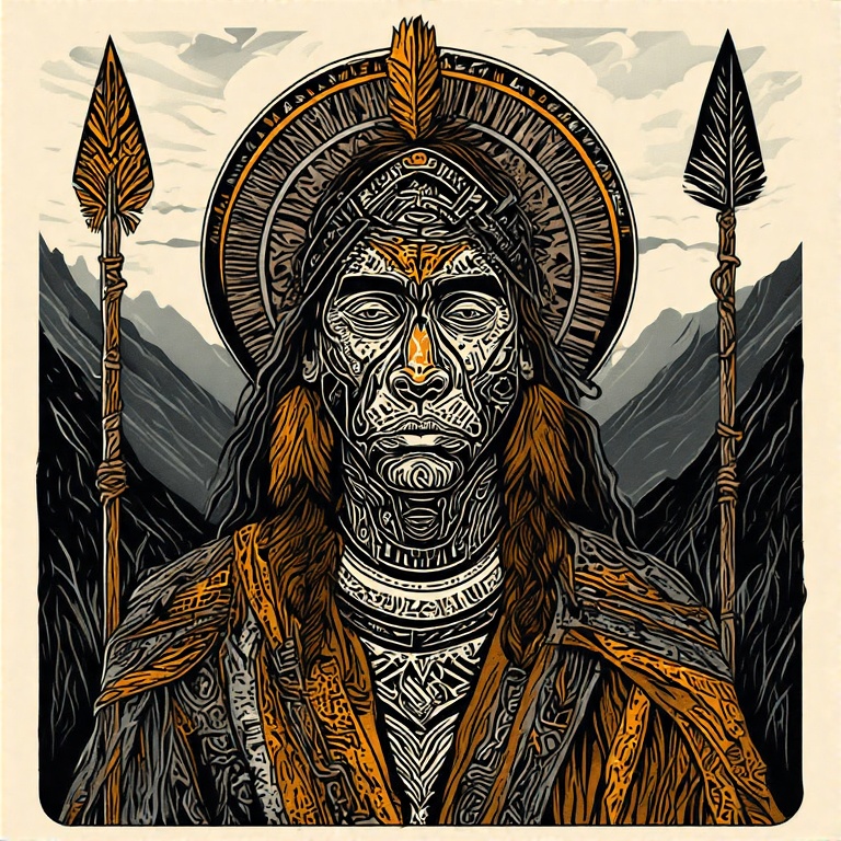 A-tribal-warrior-in-woodcut-st-55