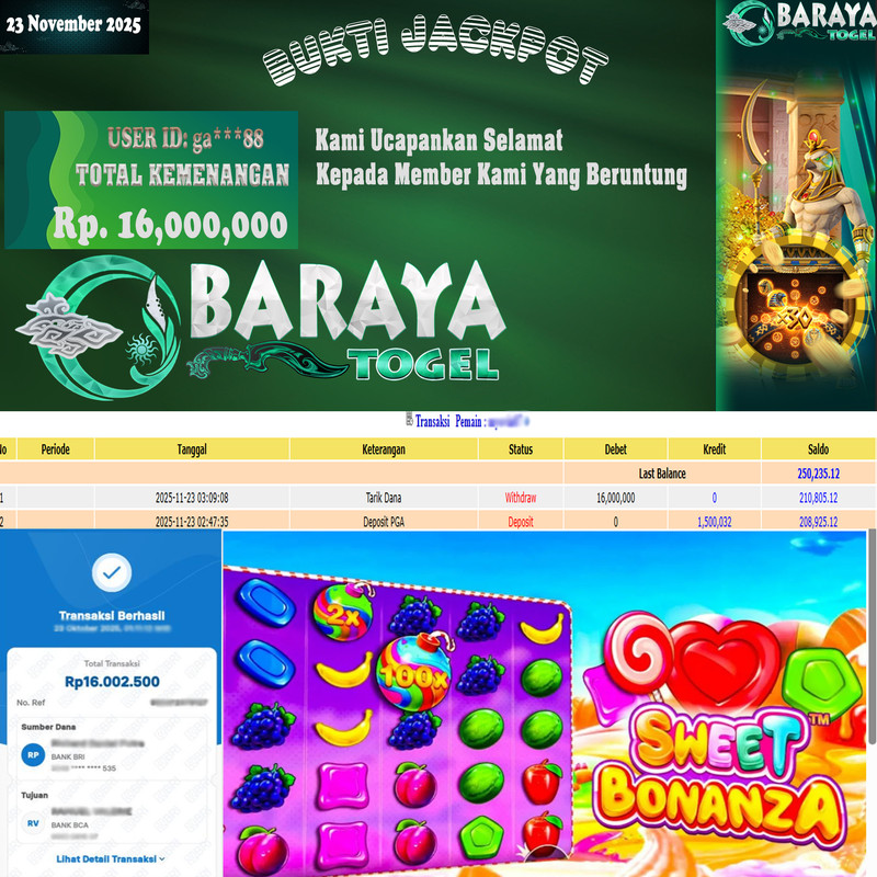 Rp. 16.00.000.- WD LUNAS DI BARAYATOGEL