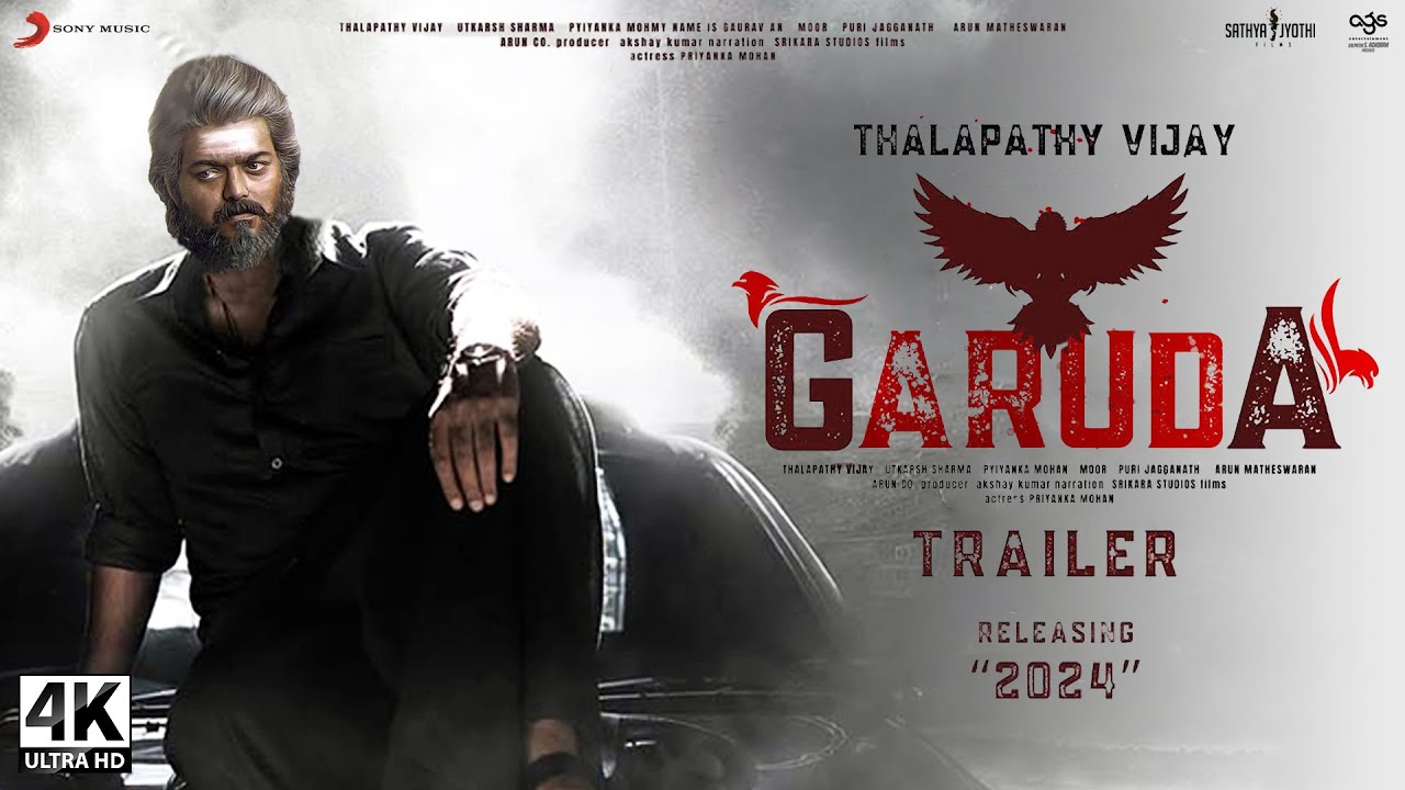 Garuda 2025 Movie Poster featuring Vijay and Pooja Hegde