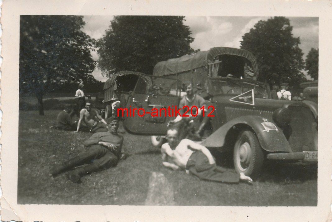 Foto, Wehrmacht, Soldaten, Abhängen, Sommer, Son