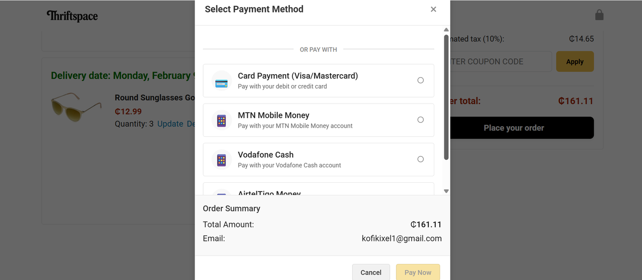 ThriftSpace - Payment Method