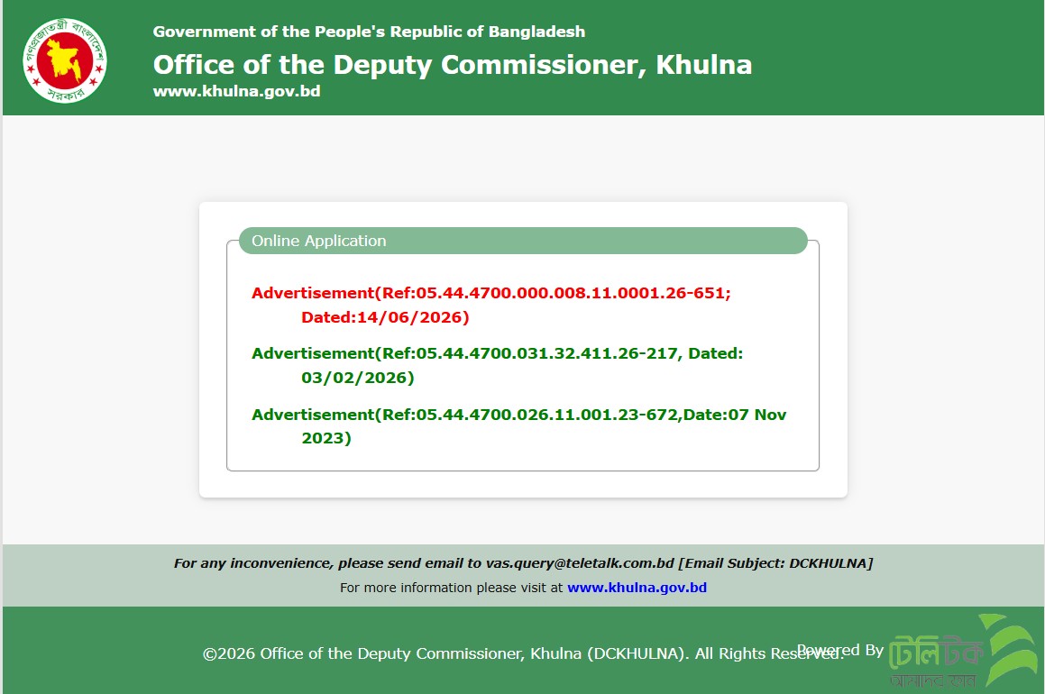 Khulna DC Office Job