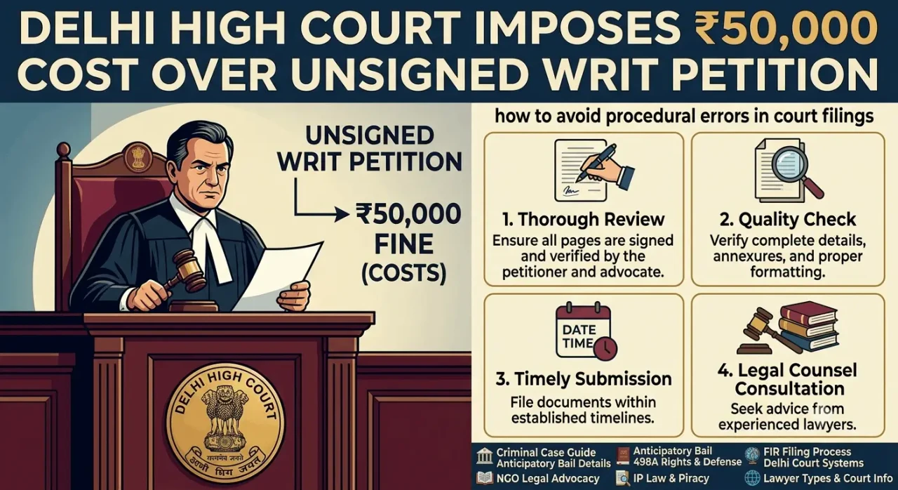 Delhi High Court Imposes ₹50,000 Cost Over Unsigned Writ Petition