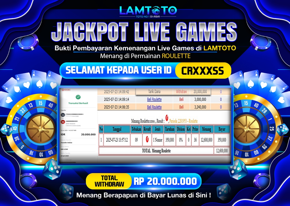 BUKTI JACKPOT LUNAS LAMTOTO