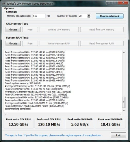 GFX Memory Speed Benchmark 1.1.20.22